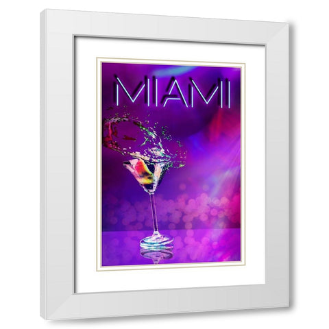 Miami Party Night White Modern Wood Framed Art Print with Double Matting by Haase, Andrea