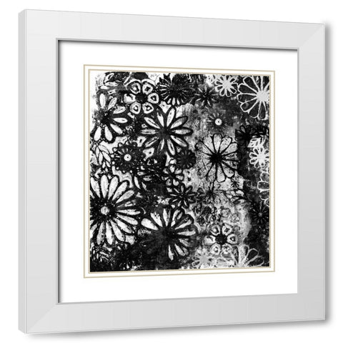 Dark Flower Impression White Modern Wood Framed Art Print with Double Matting by Haase, Andrea