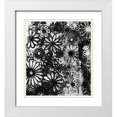 Dark Flower Impression White Modern Wood Framed Art Print with Double Matting by Haase, Andrea
