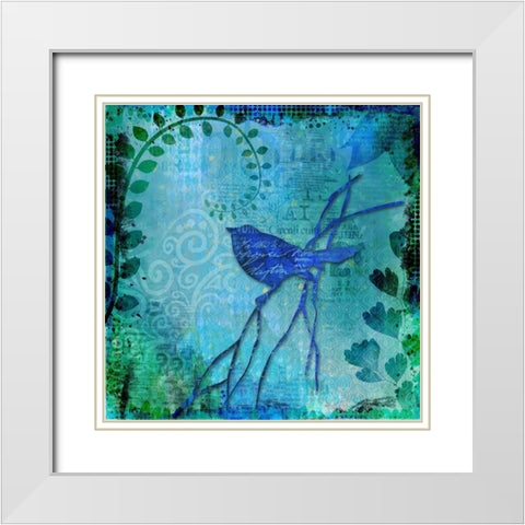 Magical Bird Garden White Modern Wood Framed Art Print with Double Matting by Haase, Andrea