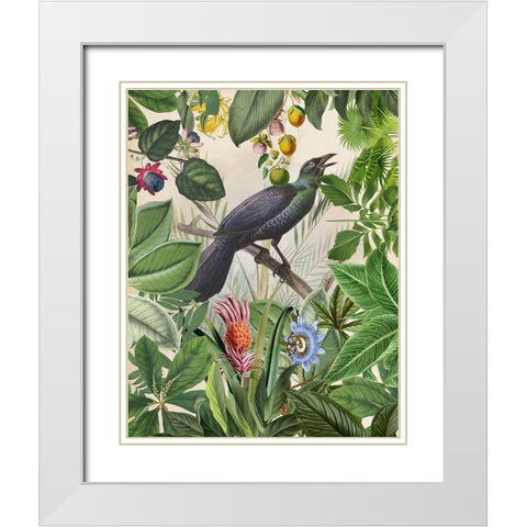 The Birds Green Garden III White Modern Wood Framed Art Print with Double Matting by Haase, Andrea