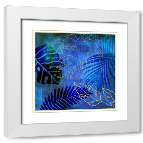 Blue Summer Jungle White Modern Wood Framed Art Print with Double Matting by Haase, Andrea