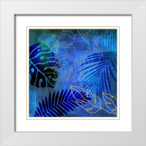 Blue Summer Jungle White Modern Wood Framed Art Print with Double Matting by Haase, Andrea