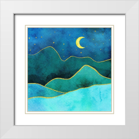 Midnight Moon White Modern Wood Framed Art Print with Double Matting by Haase, Andrea