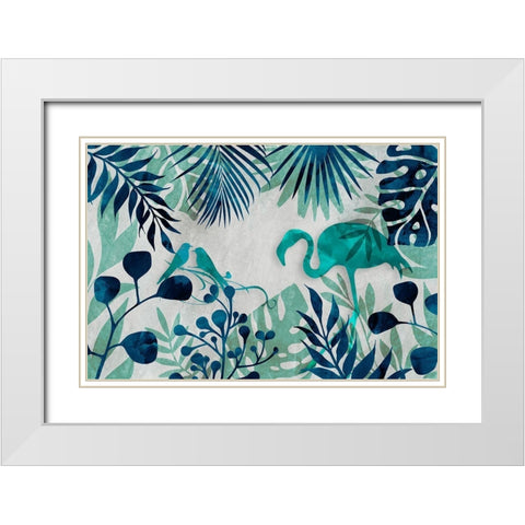Flamingo Jungle II White Modern Wood Framed Art Print with Double Matting by Haase, Andrea