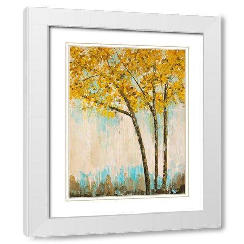 Leaves of Gold II White Modern Wood Framed Art Print with Double Matting by Joy, Julie