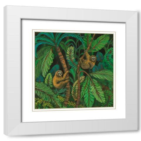 Sloth Journey White Modern Wood Framed Art Print with Double Matting by Joy, Julie