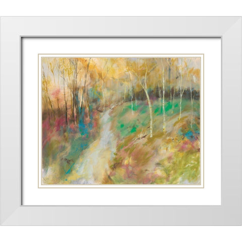 Wooded Pathway I White Modern Wood Framed Art Print with Double Matting by Joy, Julie