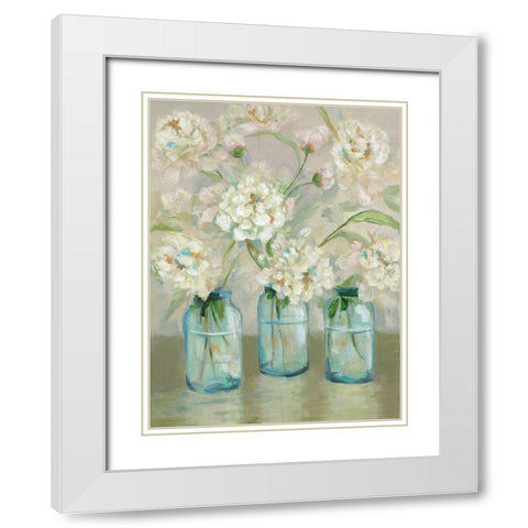 Flower Jamboree White Modern Wood Framed Art Print with Double Matting by Joy, Julie