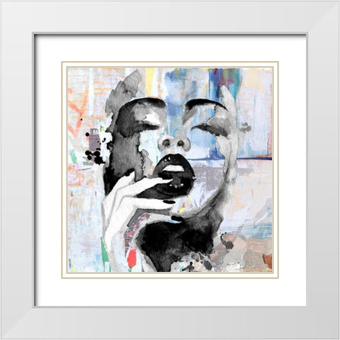 Paper Girl White Modern Wood Framed Art Print with Double Matting by Smith, Karen