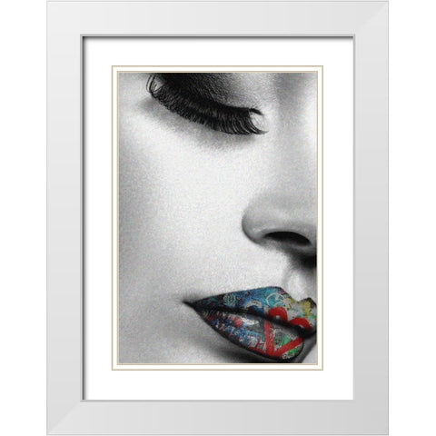 Lip Profile White Modern Wood Framed Art Print with Double Matting by Smith, Karen