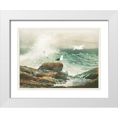 Green Ocean I White Modern Wood Framed Art Print with Double Matting by Hunziker, Steve