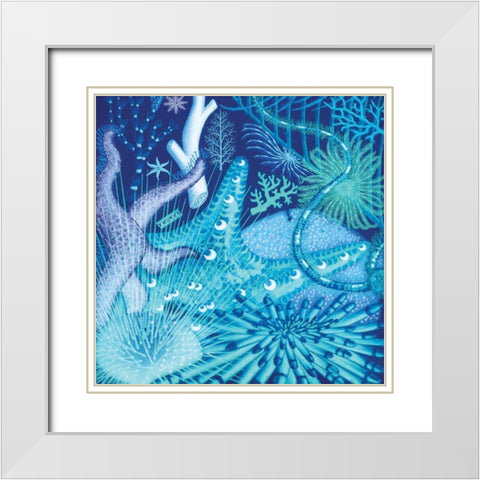 Ocean Blue I White Modern Wood Framed Art Print with Double Matting by Hunziker, Steve