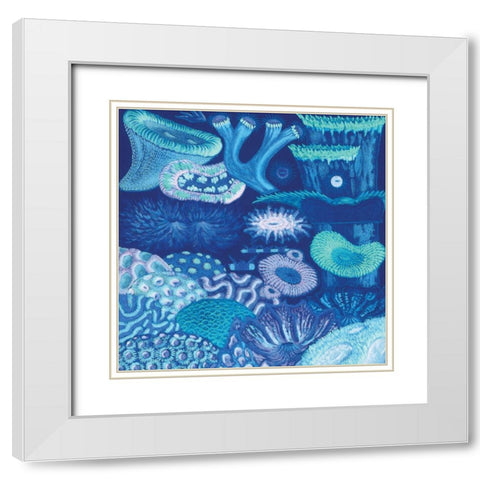 Ocean Blue II White Modern Wood Framed Art Print with Double Matting by Hunziker, Steve