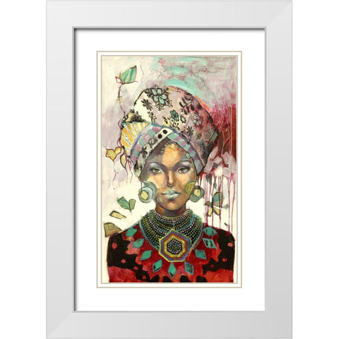 Headscarf Red White Modern Wood Framed Art Print with Double Matting by Eaton, Winnie