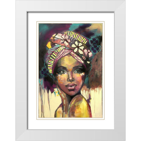 Headscarf Yellow White Modern Wood Framed Art Print with Double Matting by Eaton, Winnie