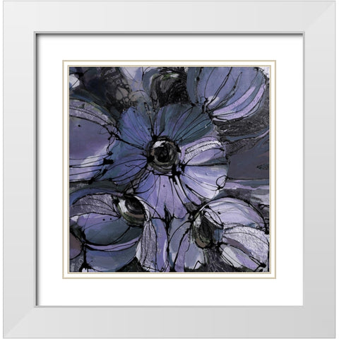 Purple Poppies I White Modern Wood Framed Art Print with Double Matting by Eaton, Winnie