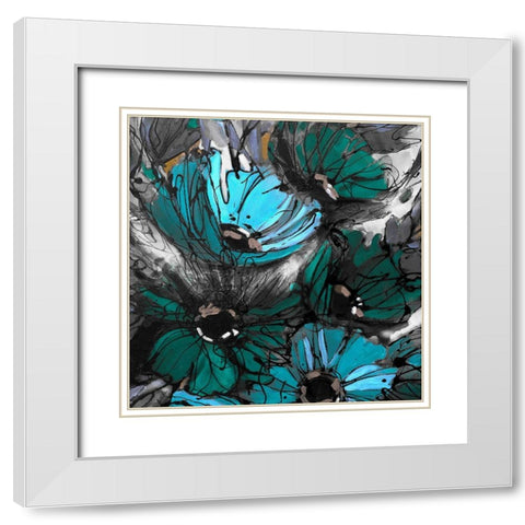 Blue Poppies II White Modern Wood Framed Art Print with Double Matting by Eaton, Winnie