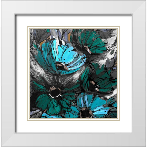 Blue Poppies II White Modern Wood Framed Art Print with Double Matting by Eaton, Winnie