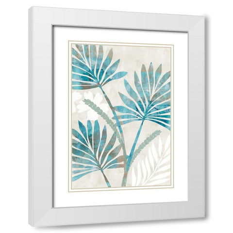 Ocean Blue Palms White Modern Wood Framed Art Print with Double Matting by Kouta, Flora