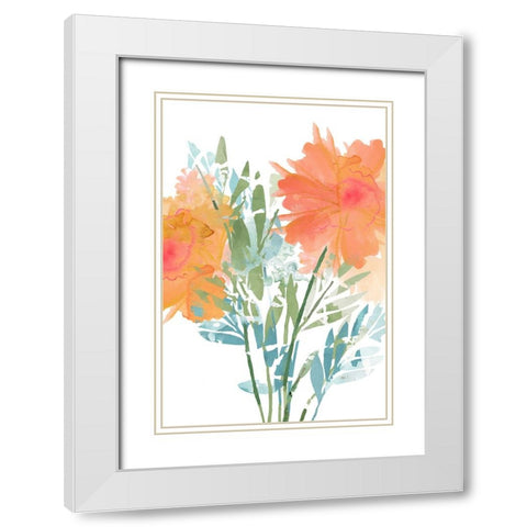 Orange Poppies I White Modern Wood Framed Art Print with Double Matting by Kouta, Flora