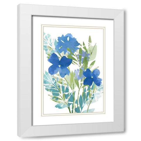 Blue Poppies White Modern Wood Framed Art Print with Double Matting by Kouta, Flora