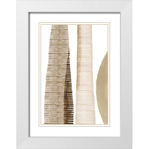 Wood Grain I White Modern Wood Framed Art Print with Double Matting by Kouta, Flora