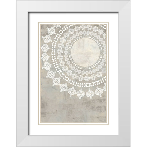 Rustic Mandala IV White Modern Wood Framed Art Print with Double Matting by Kouta, Flora