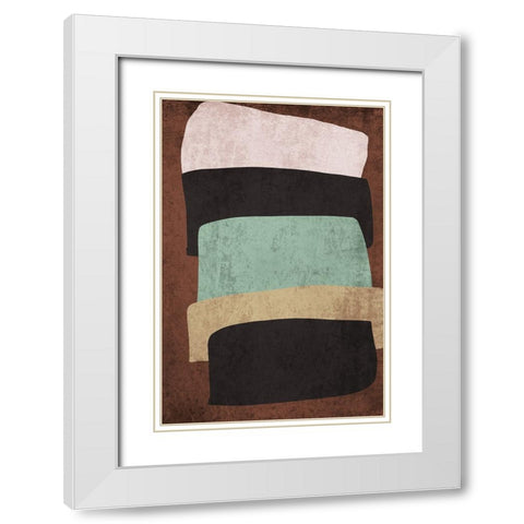 Mid Century Modern Art Abstract Shapes I White Modern Wood Framed Art Print with Double Matting by Orlov, Irena