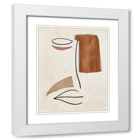 Ab Face I White Modern Wood Framed Art Print with Double Matting by Smith, Karen