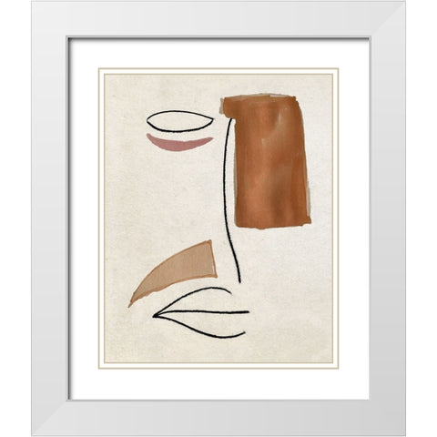 Ab Face I White Modern Wood Framed Art Print with Double Matting by Smith, Karen