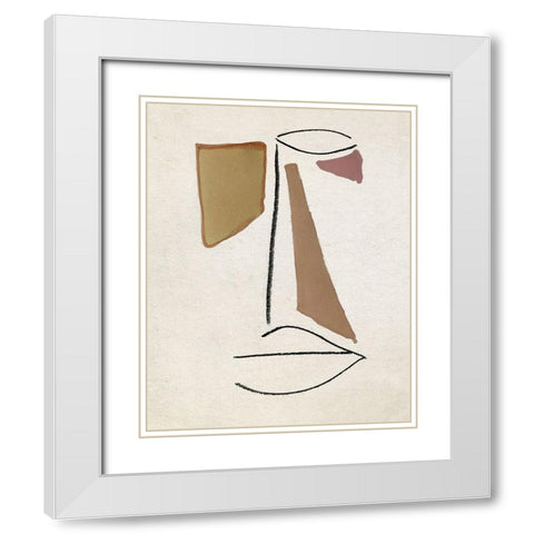 Ab Face II White Modern Wood Framed Art Print with Double Matting by Smith, Karen