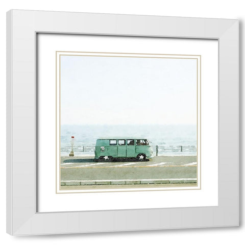 Vintage Van White Modern Wood Framed Art Print with Double Matting by Curinga, Kim