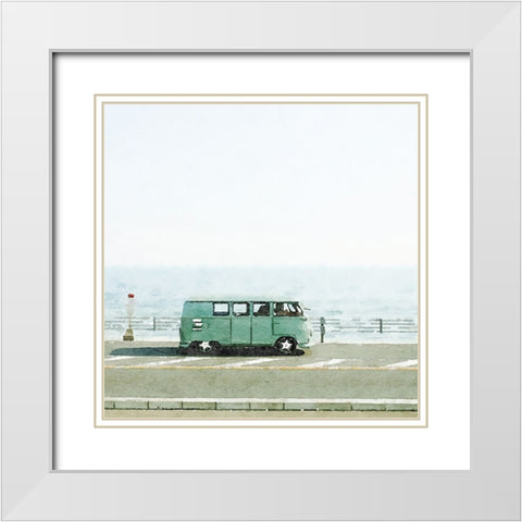 Vintage Van White Modern Wood Framed Art Print with Double Matting by Curinga, Kim