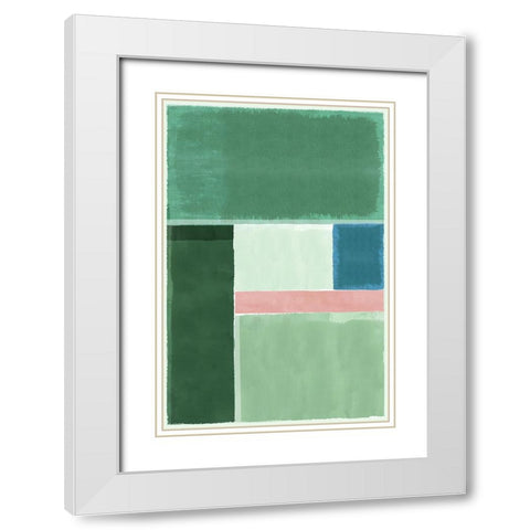 Green Horizon I White Modern Wood Framed Art Print with Double Matting by Kouta, Flora