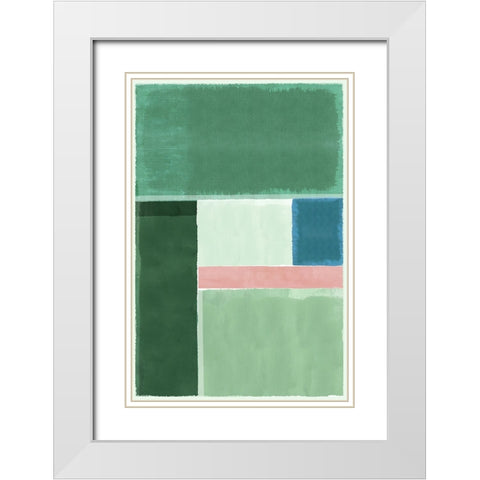 Green Horizon I White Modern Wood Framed Art Print with Double Matting by Kouta, Flora