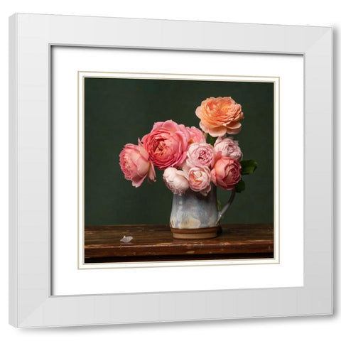 Pastel Petal Perfection White Modern Wood Framed Art Print with Double Matting by Mclean, Leah