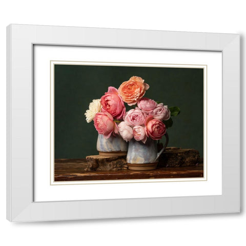 Double Pastel Petal Perfection White Modern Wood Framed Art Print with Double Matting by Mclean, Leah