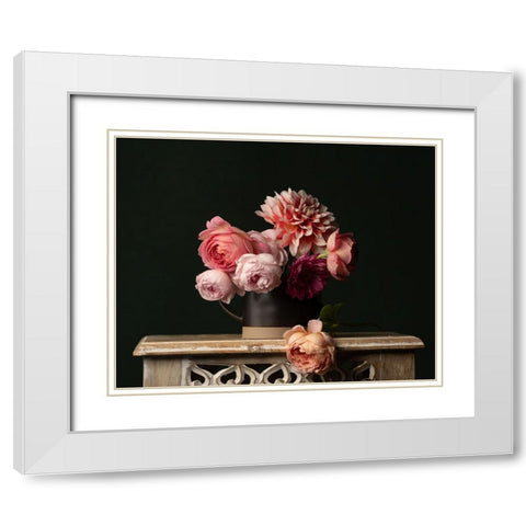Resting Rose White Modern Wood Framed Art Print with Double Matting by Mclean, Leah