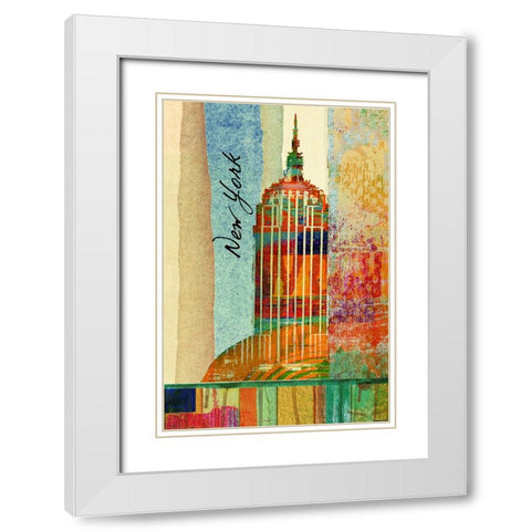 Colorful New York White Modern Wood Framed Art Print with Double Matting by Orlov, Irena