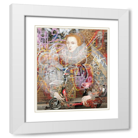Elizabeth Graffiti, With a Touch of Modern White Modern Wood Framed Art Print with Double Matting by Orlov, Irena