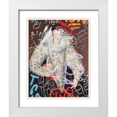 Marcus Gheeraerts the Younger Portrait of a Lady, With a Touch of Modern White Modern Wood Framed Art Print with Double Matting by Orlov, Irena