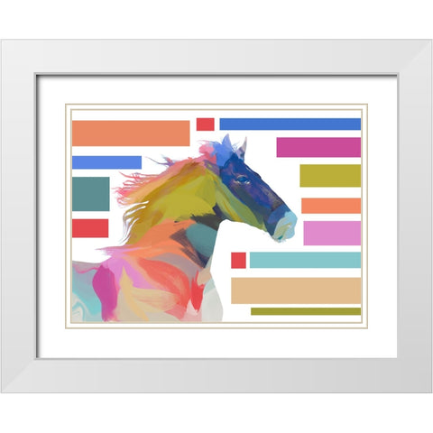 Abstract Modern Horse Block White Modern Wood Framed Art Print with Double Matting by Orlov, Irena