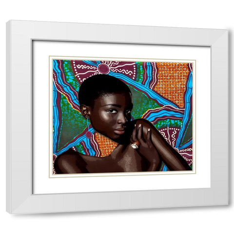 Tribal Vibe II White Modern Wood Framed Art Print with Double Matting by Smith, Karen