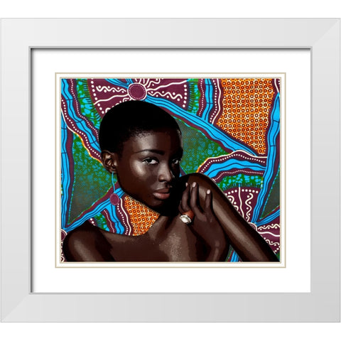 Tribal Vibe II White Modern Wood Framed Art Print with Double Matting by Smith, Karen