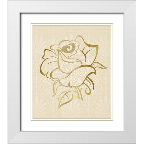 Gold Bloom I White Modern Wood Framed Art Print with Double Matting by Smith, Karen