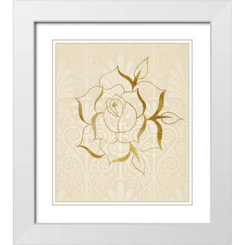 Gold Bloom II White Modern Wood Framed Art Print with Double Matting by Smith, Karen