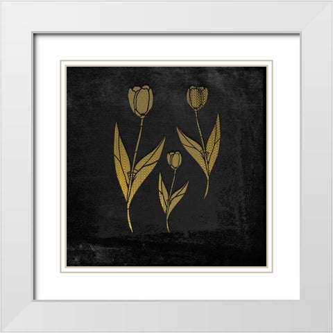 Tulip Trio II White Modern Wood Framed Art Print with Double Matting by Smith, Karen