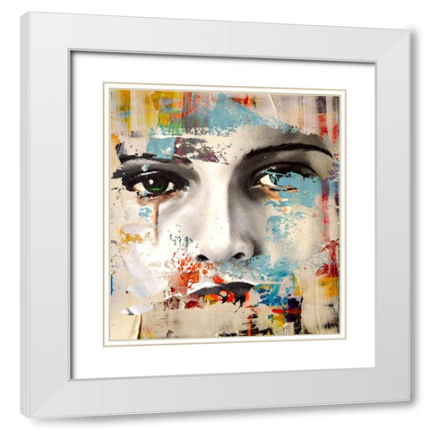 Baby Face White Modern Wood Framed Art Print with Double Matting by Smith, Karen