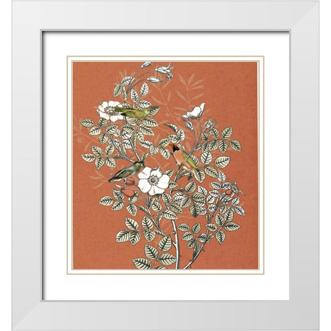 Bird and Branch II White Modern Wood Framed Art Print with Double Matting by Smith, Karen